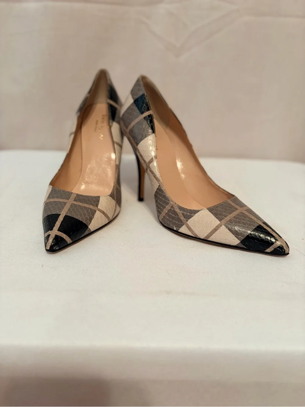Kate Spade New York Licorice Plaid Snakeskin Stiletto Pumps